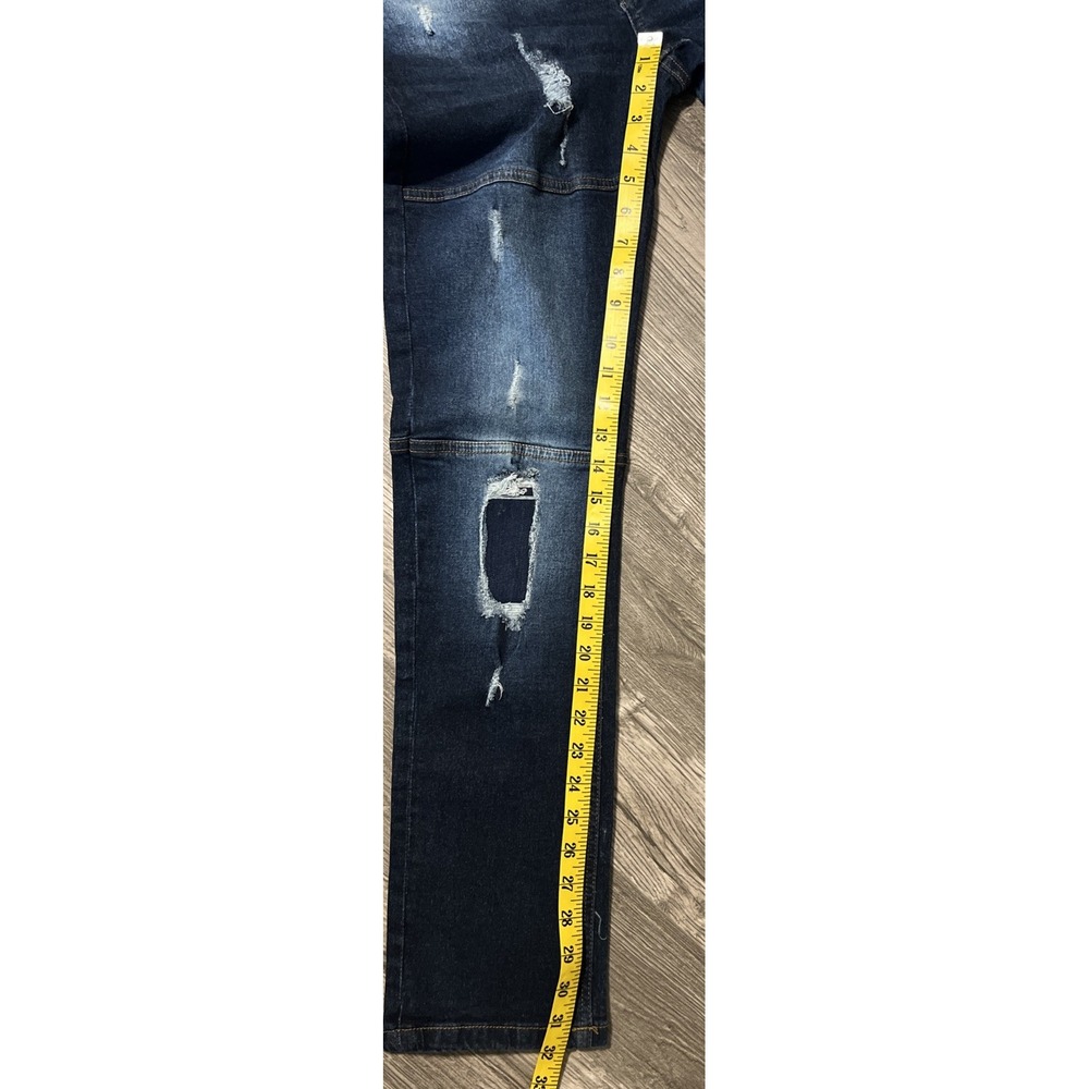 Ecko‎ Unltd Dark Wash Low Rise Men's Distressed Skinny Blue Jeans, Size 32x32 - Picture 6 of 12
